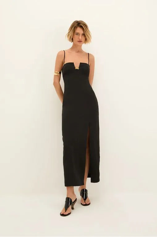 VESTIDO MIDI BEL DET BLACK VIX