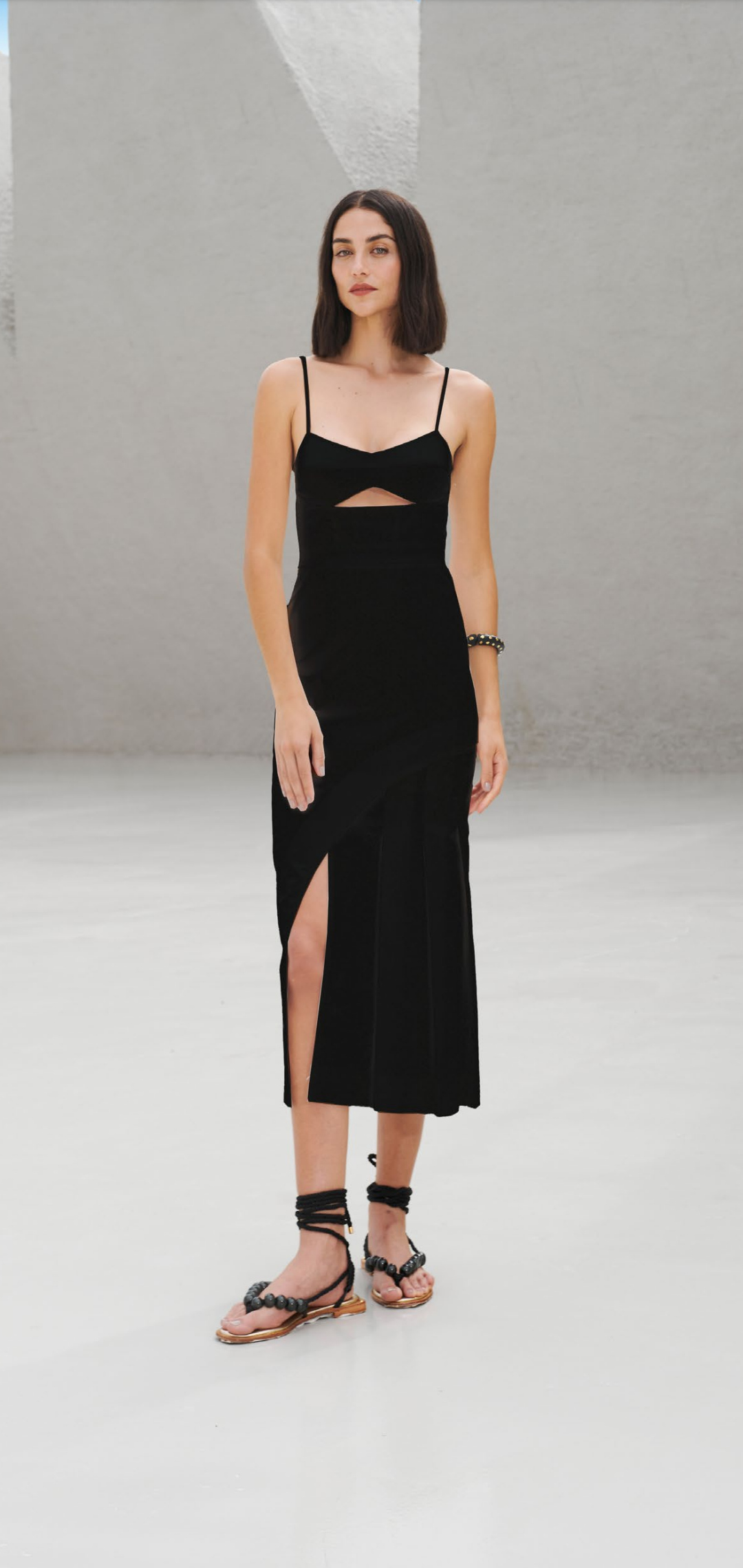 VESTIDO MIDI PREGAS TUFI DUEK