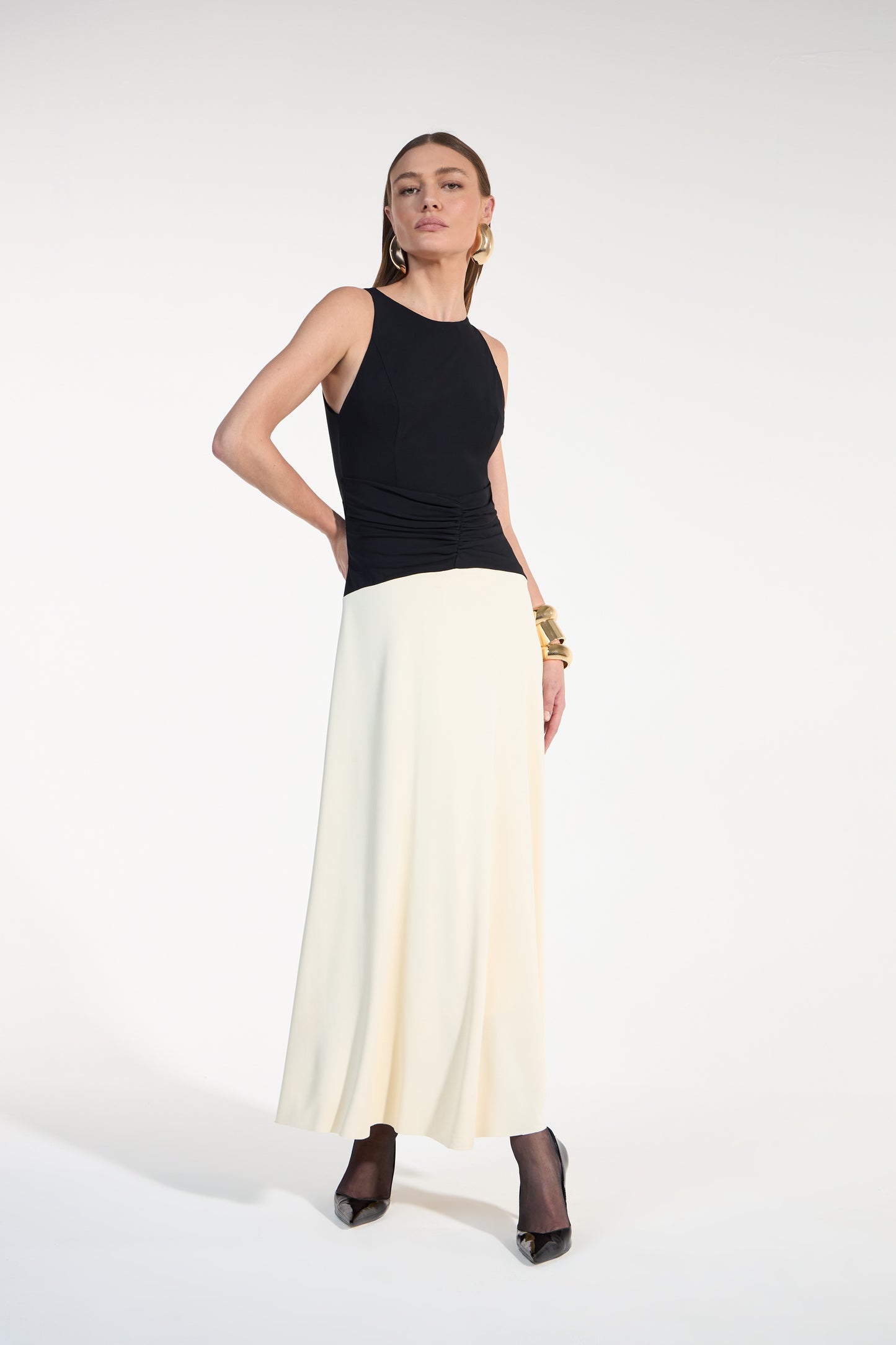VESTIDO MIDI BICOLOR SKAZI