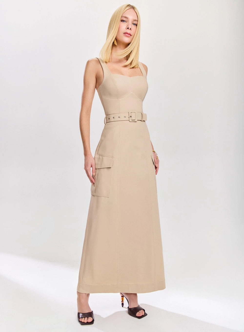 VESTIDO MIDI CARGO COM CINTO TUFI DUEK