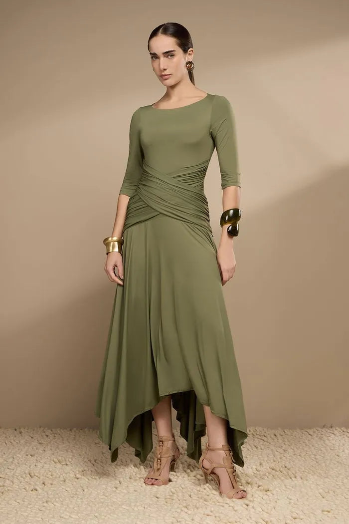 VESTIDO FLUITY CINTURA FRANZIDA THAMARA CAPELÃO
