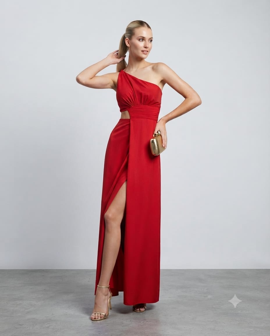 VESTIDO OMBRO FAIXA DRAPEADA SKAZI