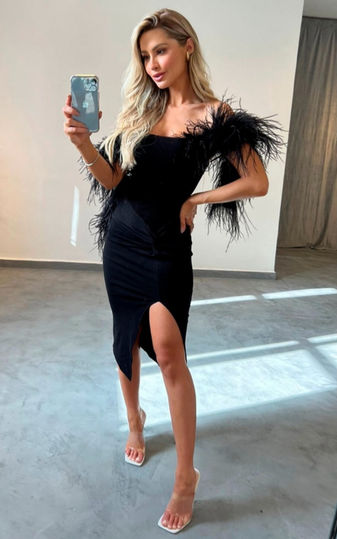 VESTIDO MIDI PLUMAS NOS ZEN