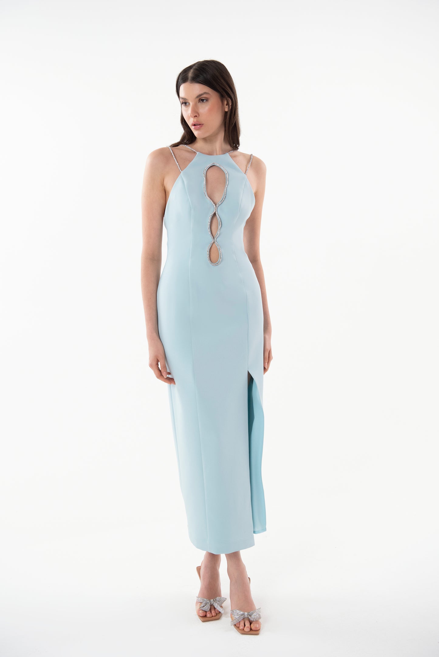 VESTIDO MIDI COM CRISTAL TD