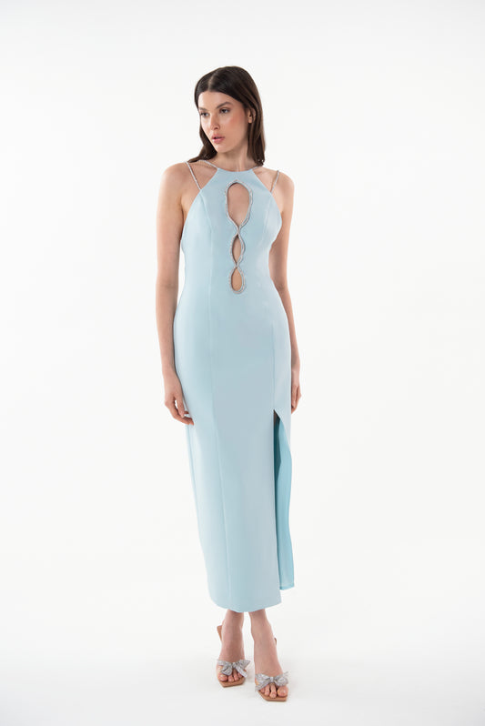 VESTIDO MIDI COM CRISTAL TD