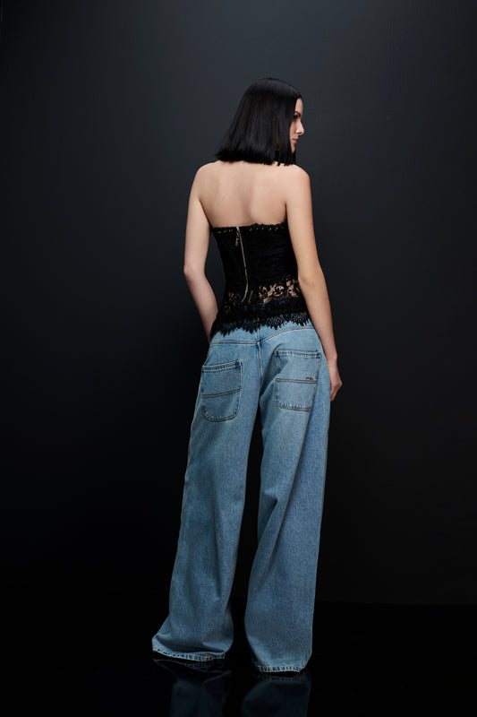BLUSA DE RENDA DE FRENTE ÚNICA CAOS