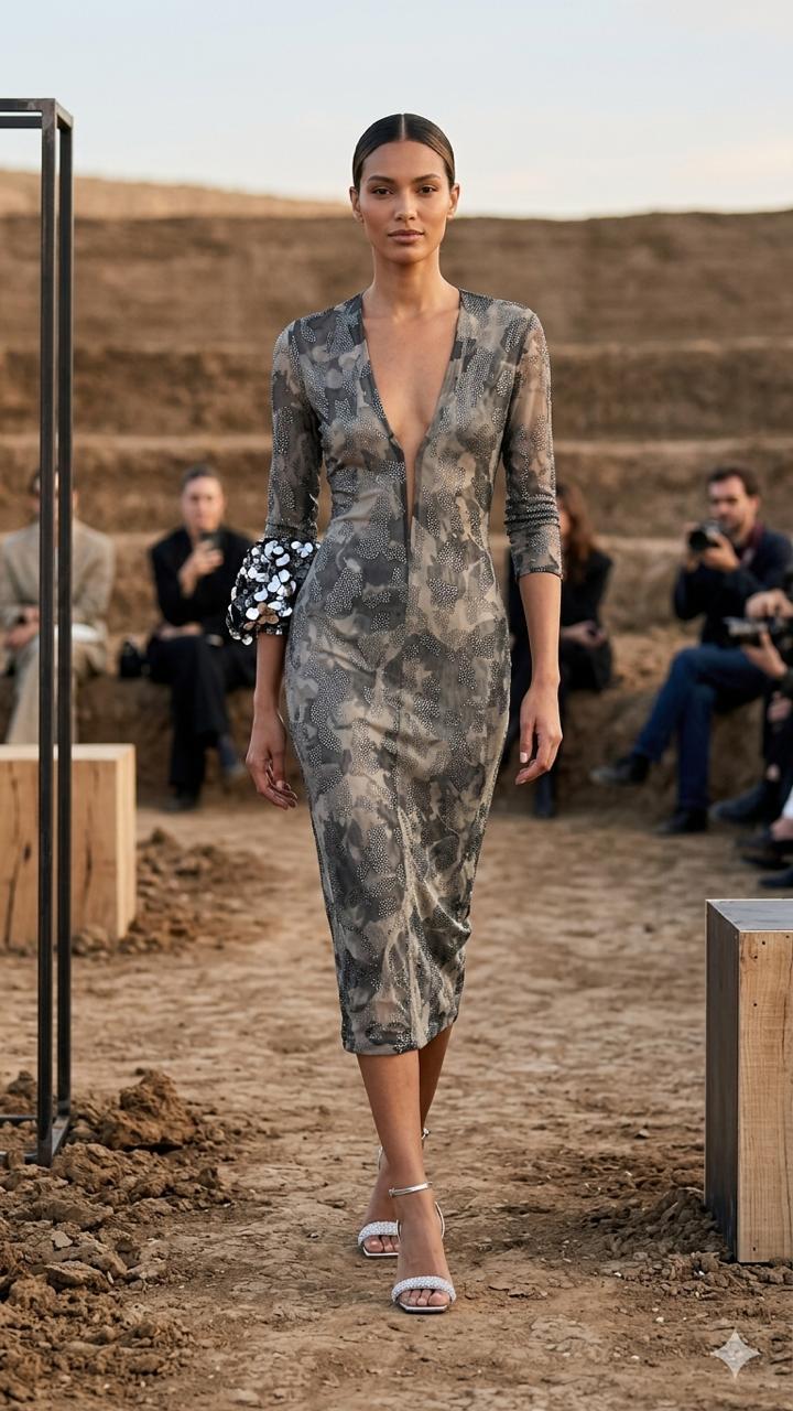 VESTIDO DECOTE CAVADO CAMOUFLAGE CAOS
