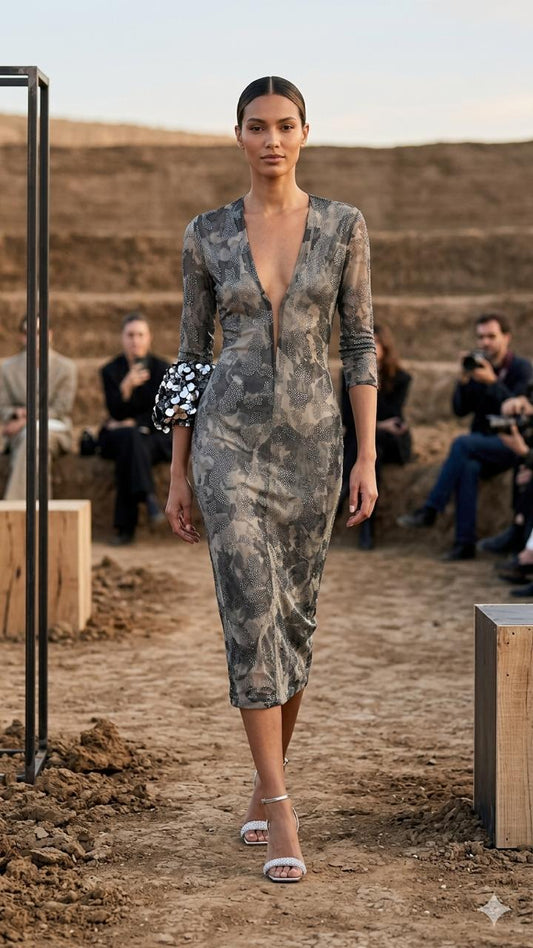 VESTIDO DECOTE CAVADO CAMOUFLAGE CAOS