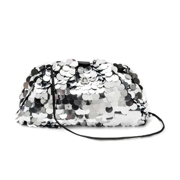BOLSA MAXI POUCH EM PAETÊ PRATA ISLA